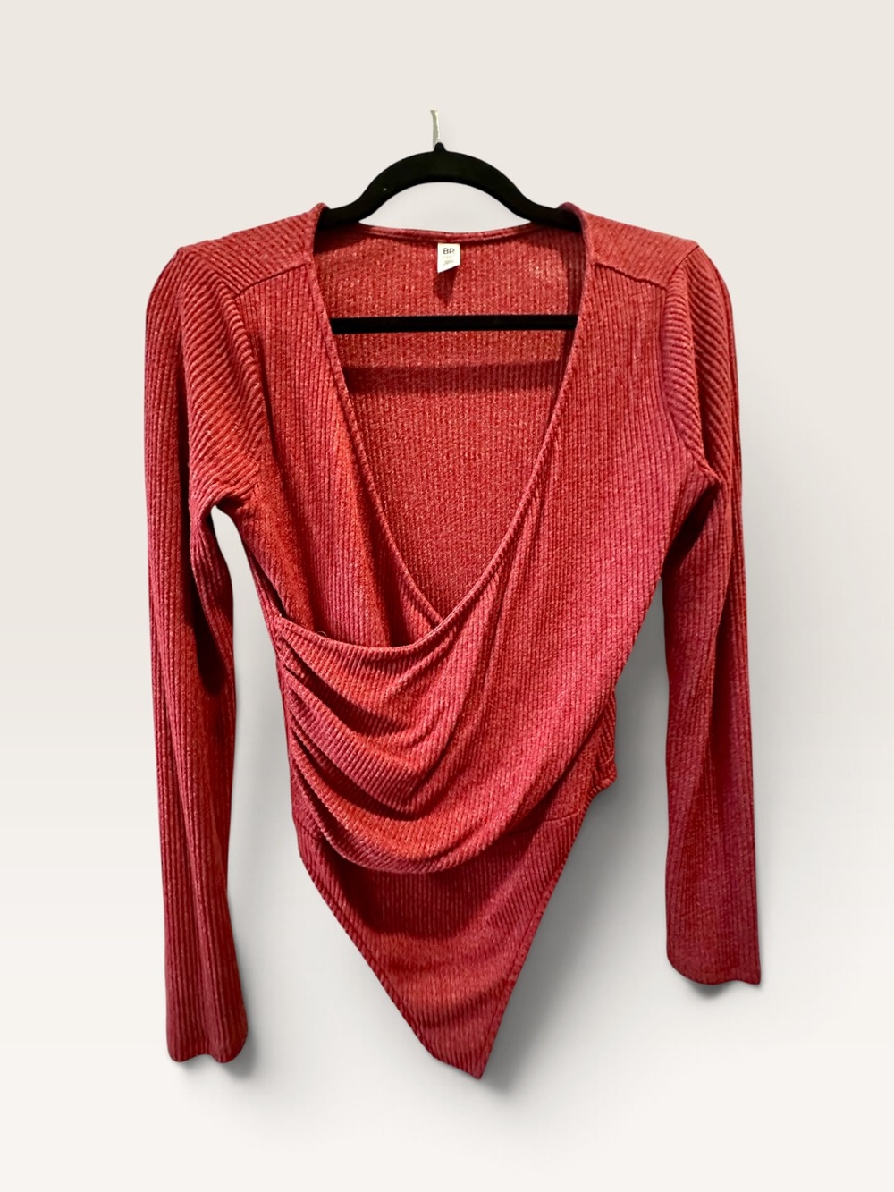 BP Rust Ribbed Long Sleeve Bodysuit Size M